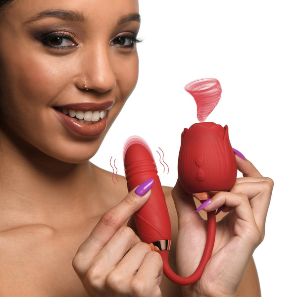 10X Romping Rose Suction and Thrusting Vibrator - Royal Sins