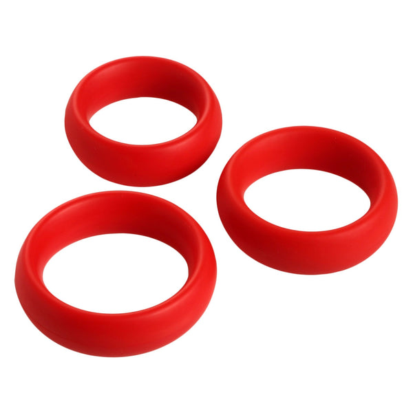 3 Piece Silicone Cock Ring Set - Red - Royal Sins