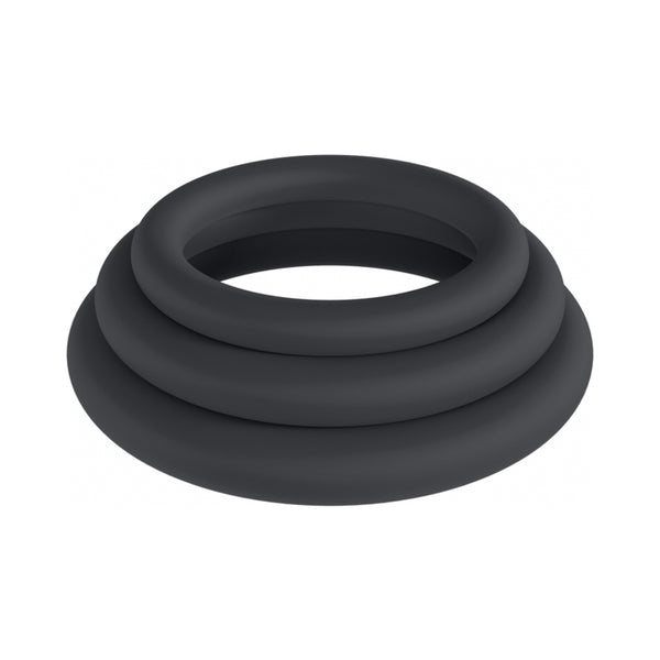 LEVELZ Classic Silicone Cock Ring Set of 3 (XS/S/M) Black