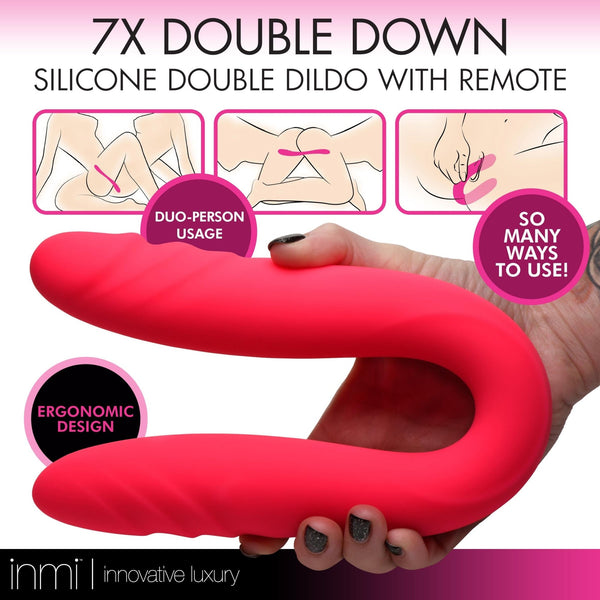 7X Double Down Silicone Double Dildo with Remote - Royal Sins