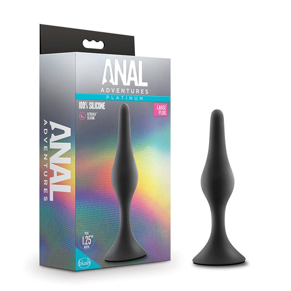 Anal Adventures Platinum Silicone Beginner Plug Large Black - Royal Sins