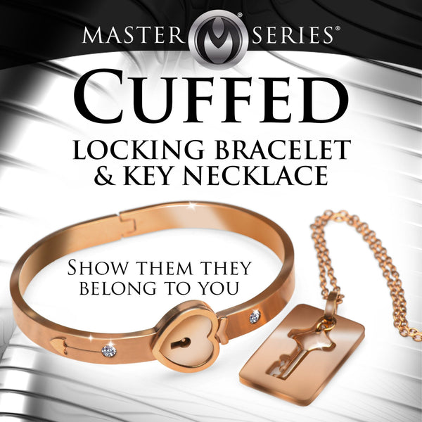 Cuffed Locking Bracelet and Key Necklace - Rose Gold - Royal Sins