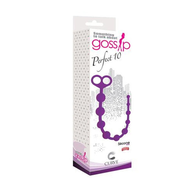 Curve Toys Gossip Perfect 10 Silicone Anal Beads Violet - Royal Sins
