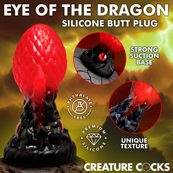Eye of the Dragon Silicone Butt Plug - Red - Royal Sins