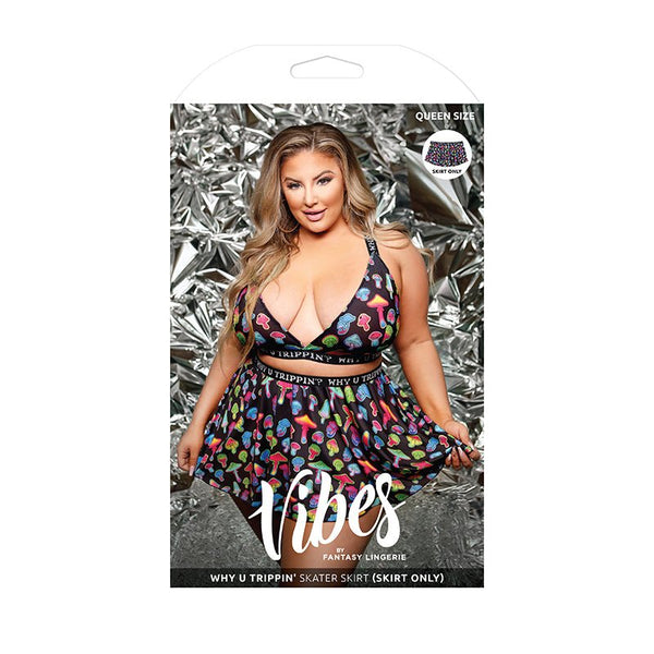 Fantasy Lingerie Vibes Why U Trippin' Skater Skirt Queen Size Black - Royal Sins