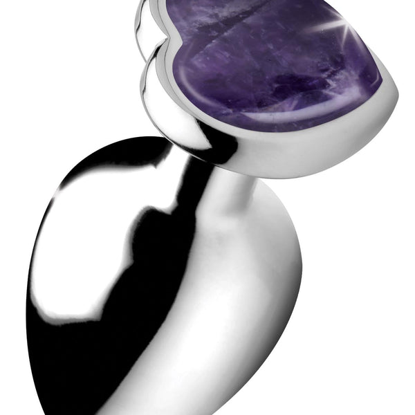 Genuine Amethyst Gemstone Heart Anal Plug - Large - Royal Sins