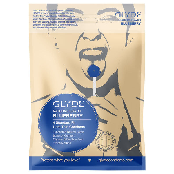 Glyde Organic Blueberry Condoms 4pk - Royal Sins