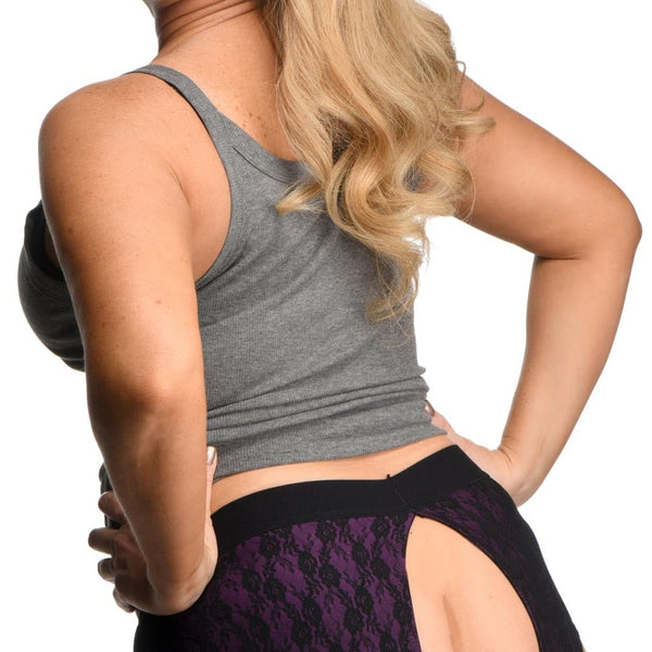 Lace Envy Crotchless Panty Harness - L - XL - Royal Sins