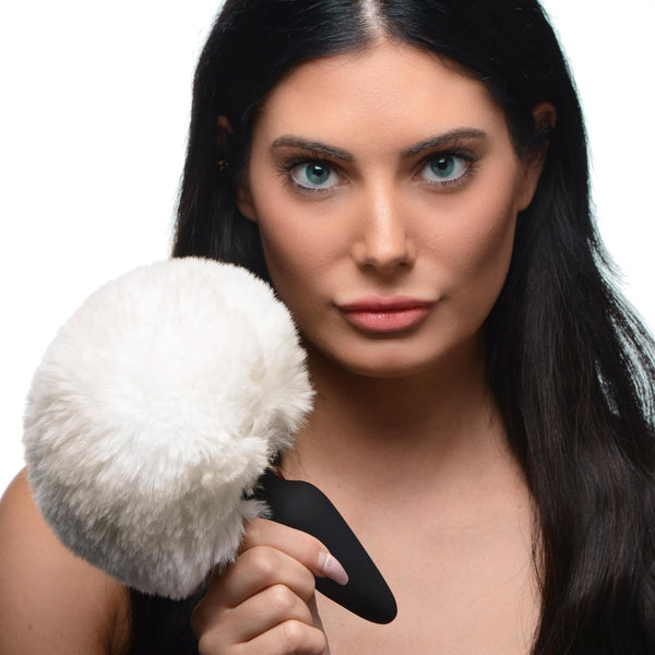 Large Anal Plug with Interchangeable Bunny Tail - White - Royal Sins