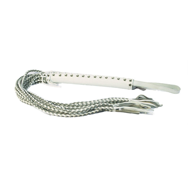 Leather Corset Flogger - White/Grey - Royal Sins