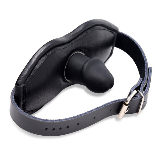 Leather Padded Silicone Penis Mouth Gag - Royal Sins