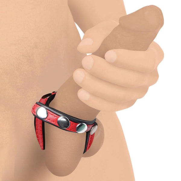 Leather Snap - On Cock Harness - Red - Royal Sins