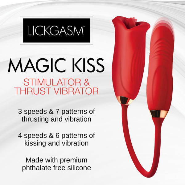 Magic Kiss Clitoral Stimulator with Thrusting Vibrator - Royal Sins