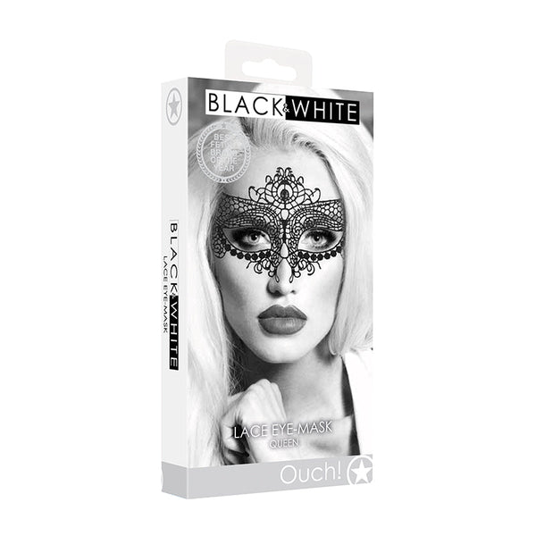 Ouch! Black & White Queen Lace Eye Mask Black - Royal Sins