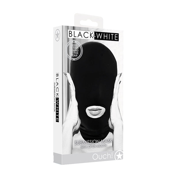 Ouch! Black & White Submission Mask With Open Mouth Black - Royal Sins
