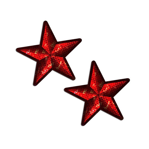 Pastease Nautical Star: Diamond Thom Red Disco Sailor Star Nipple Pasties - Royal Sins