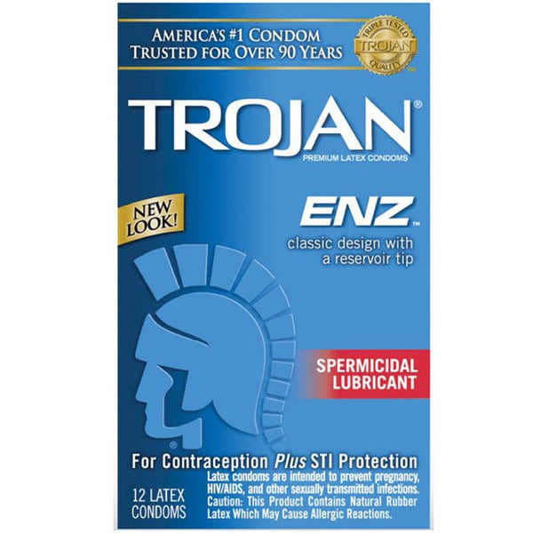 Trojan - Enz with Spermicidal Lubricant 12 - Pack - Royal Sins
