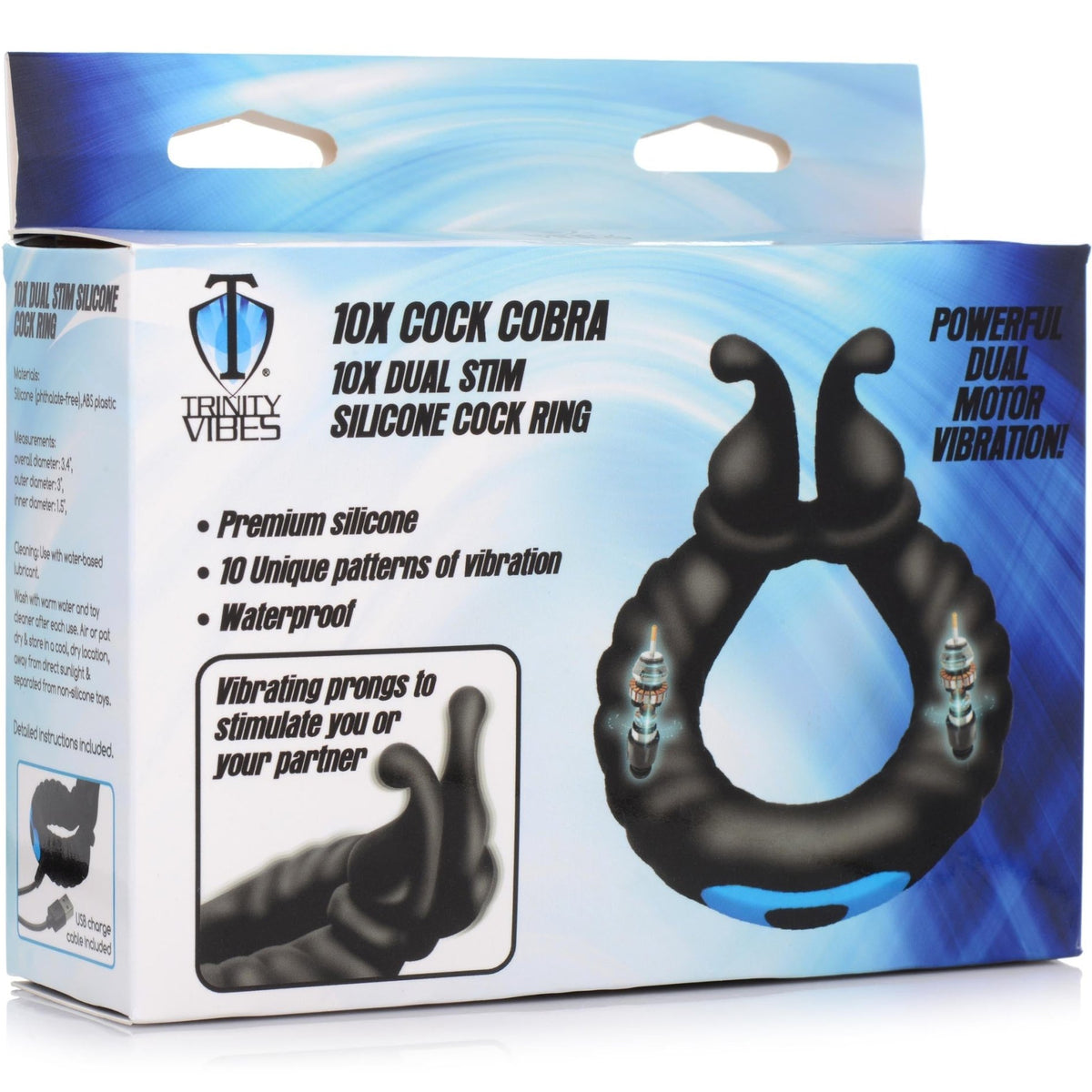 10X Cobra Dual Stimulation Silicone Cock Ring - Royal Sins