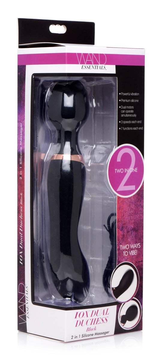 10X Dual Duchess 2 - in - 1 Silicone Massager - Black - Royal Sins