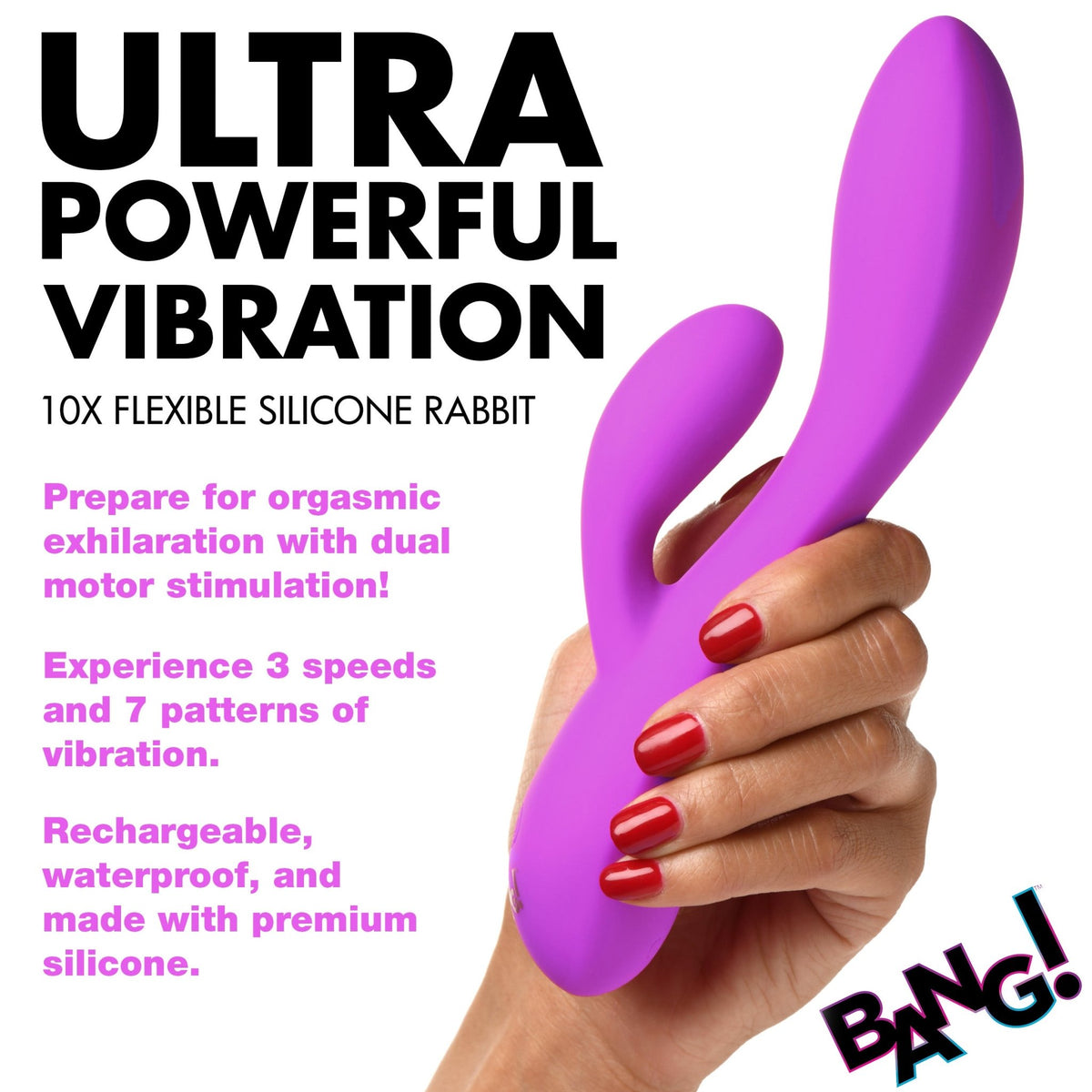 10X Flexible Silicone Rabbit Vibrator - Purple - Royal Sins