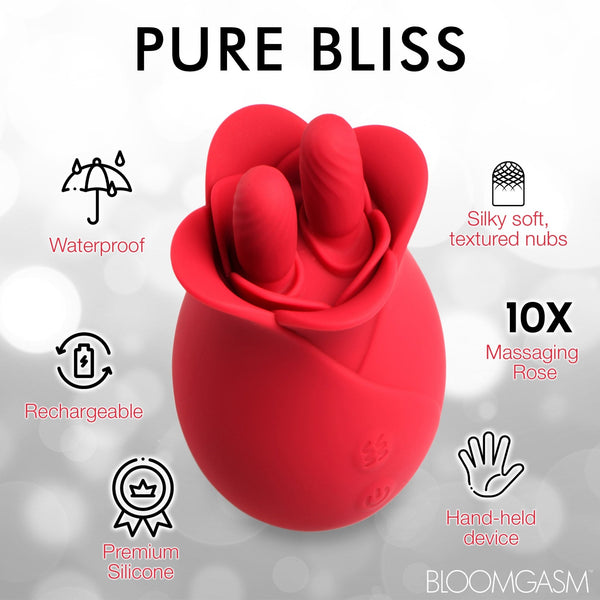 10X Fondle Massaging Rose Silicone Clit Stimulators - Royal Sins