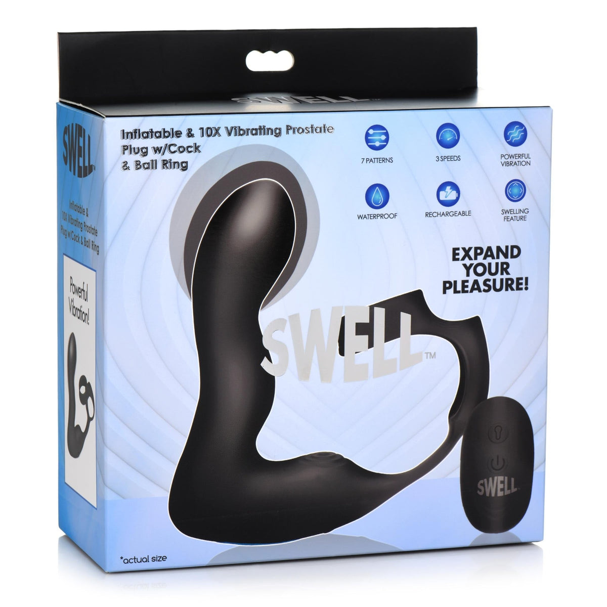 10X Inflatable and Vibrating Prostate Plug with Cock and Ball Ring - Royal Sins