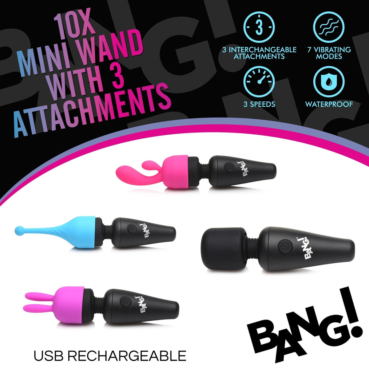 10X Mini Wand with 3 Attachments - Royal Sins