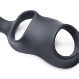 10X P - Bomb Silicone Cock and Ball Ring with Vibrating Anal Plug - Royal Sins