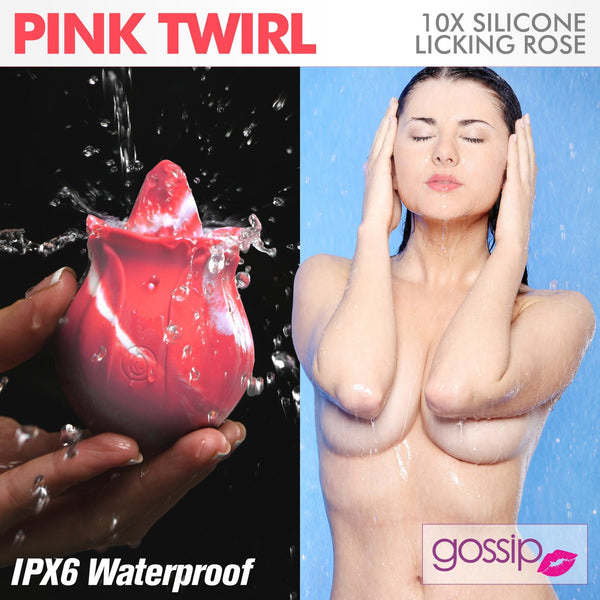 10X Pink Twirl Silicone Licking Rose - Royal Sins