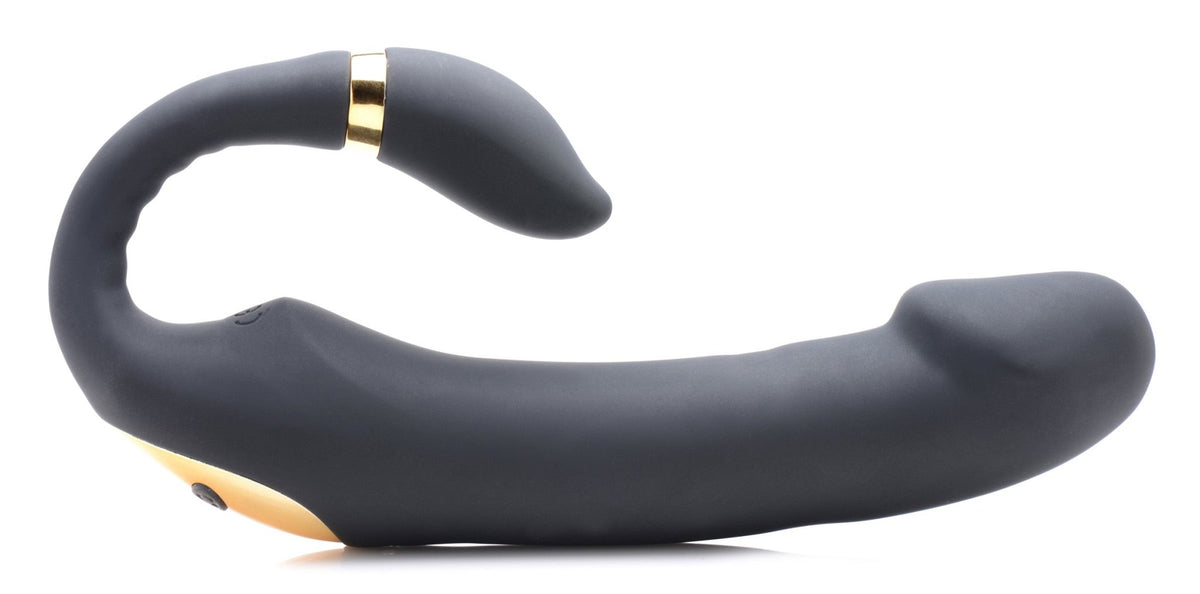 10X Pleasure Pose Come Hither Silicone Vibrator with Poseable Clit Stimulator - Royal Sins