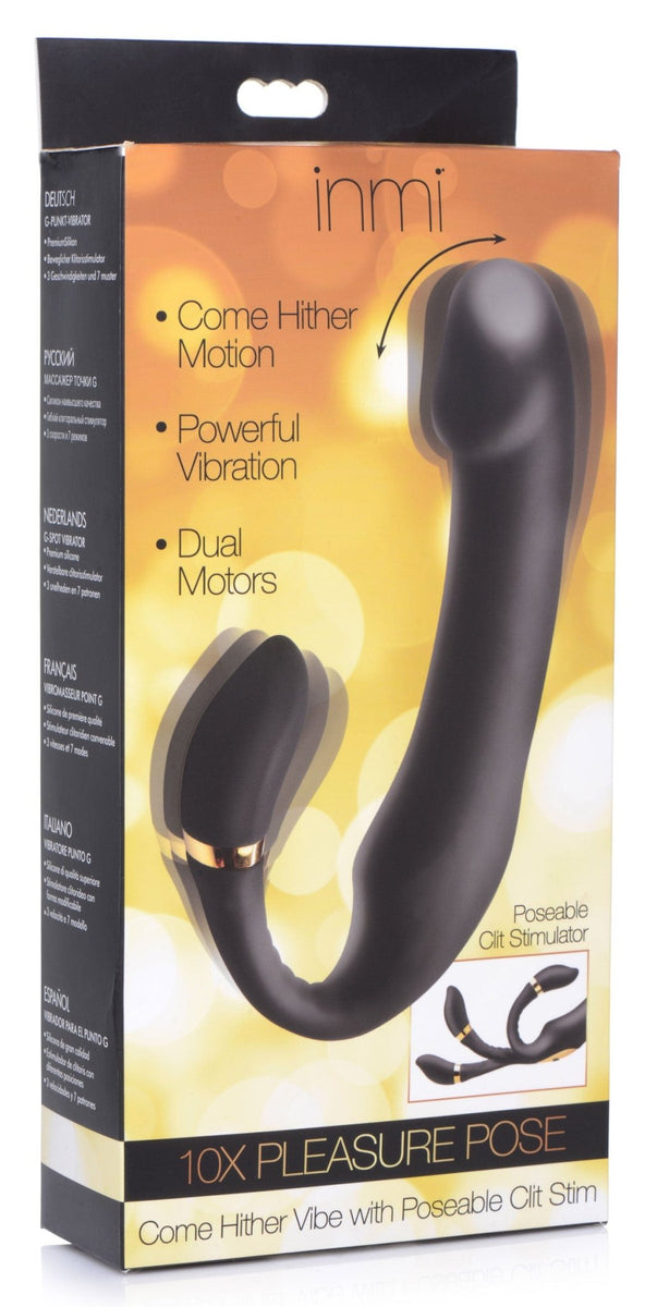 10X Pleasure Pose Come Hither Silicone Vibrator with Poseable Clit Stimulator - Royal Sins