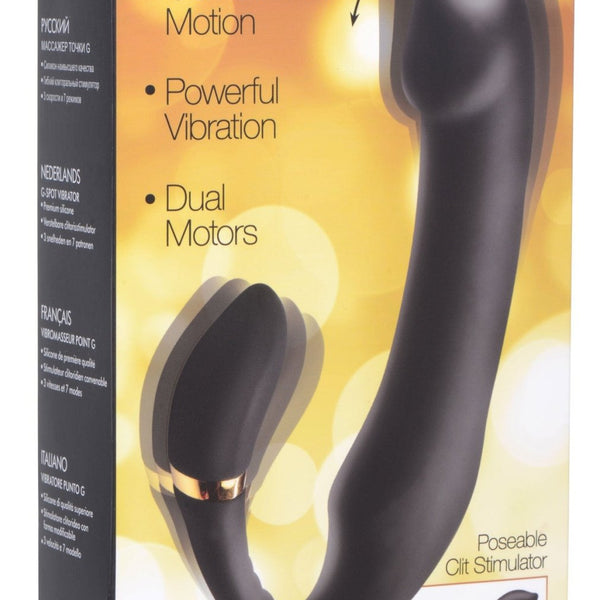 10X Pleasure Pose Come Hither Silicone Vibrator with Poseable Clit Stimulator - Royal Sins