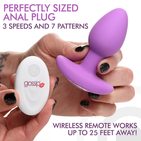 10X Pop Rocker Vibrating Silicone Plug with Remote - Violet - Royal Sins