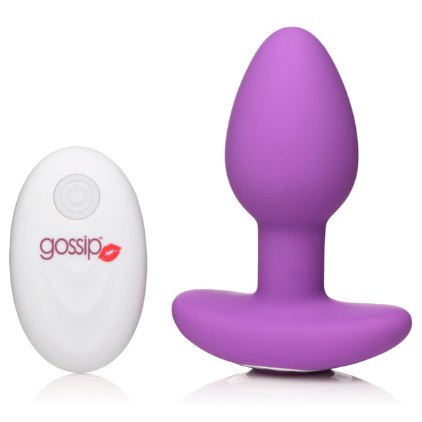 10X Pop Rocker Vibrating Silicone Plug with Remote - Violet - Royal Sins