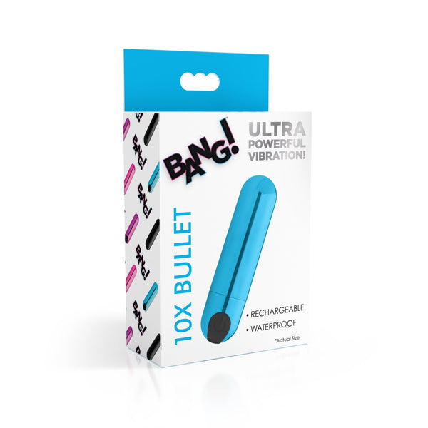 10X Rechargeable Vibrating Metallic Bullet - Blue - Royal Sins