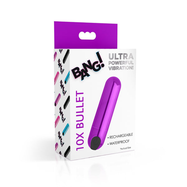 10X Rechargeable Vibrating Metallic Bullet - Purple - Royal Sins