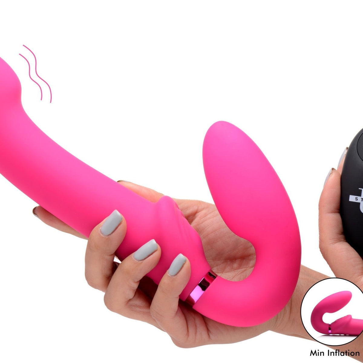 10X Remote Control Ergo - Fit G - Pulse Inflatable and Vibrating Strapless Strap - on - Pink - Royal Sins