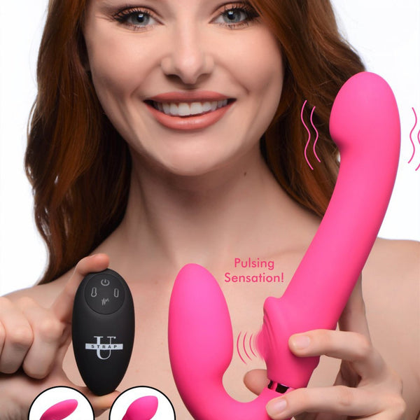 10X Remote Control Ergo - Fit G - Pulse Inflatable and Vibrating Strapless Strap - on - Pink - Royal Sins