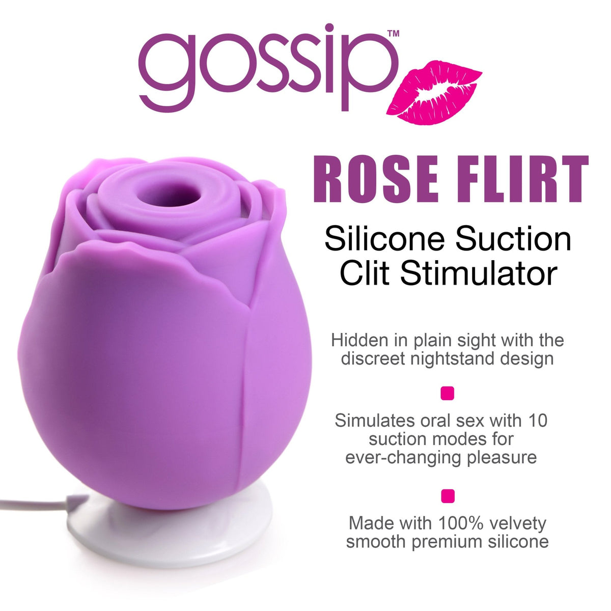 10X Rose Flirt Silicone Clitoral Stimulator - Royal Sins