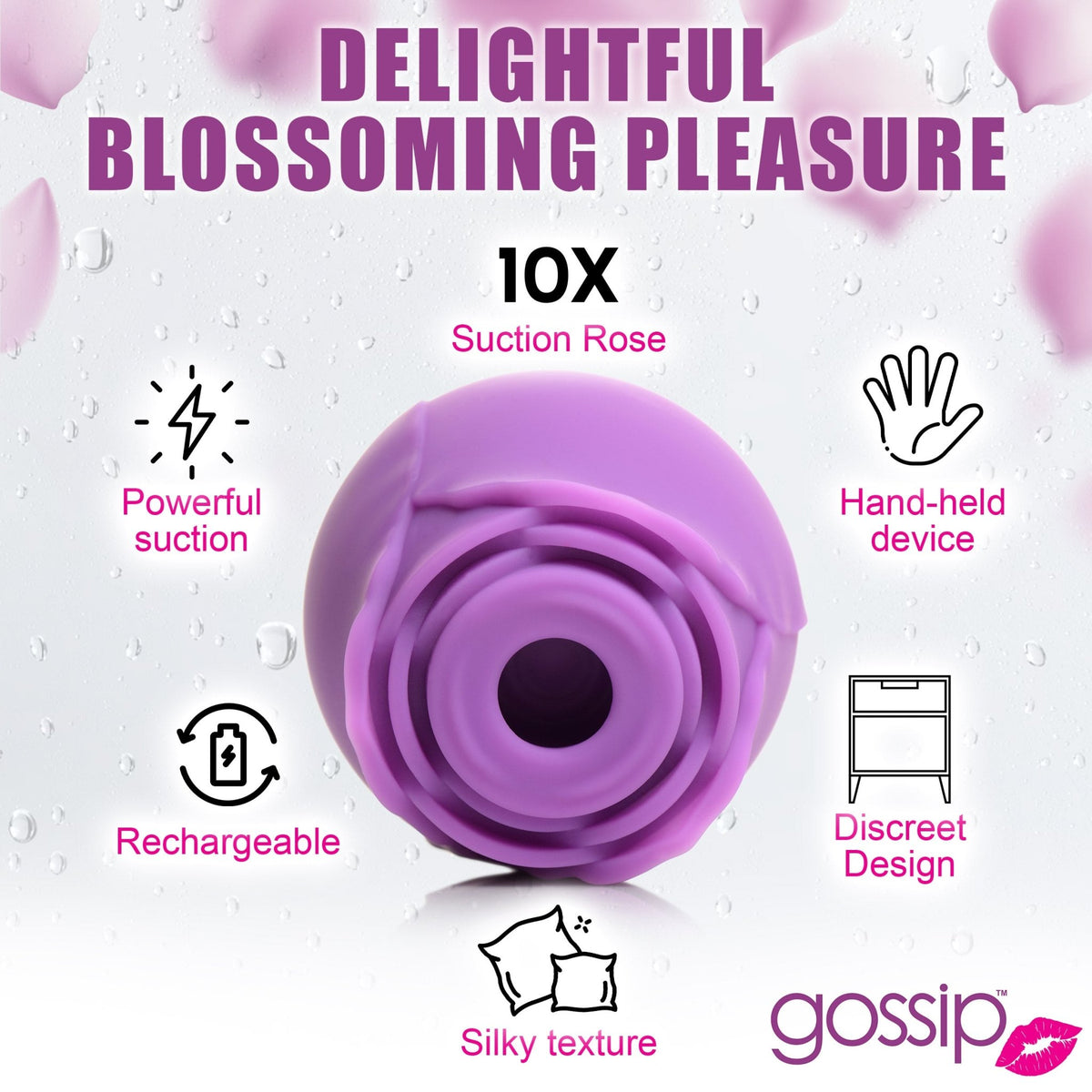 10X Rose Flirt Silicone Clitoral Stimulator - Royal Sins