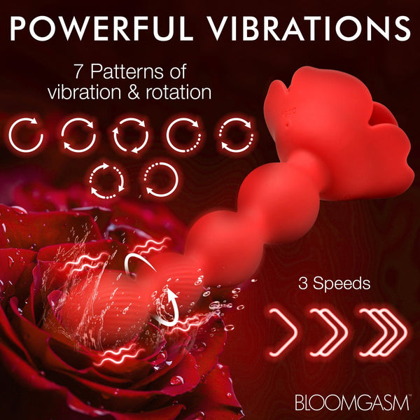 10X Rose Twirl Vibrating and Rotating Silicone Anal Beads - Royal Sins