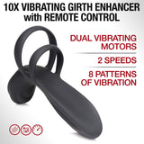 10X Silicone Vibrating Girth Enhancer with Remote Control - Royal Sins