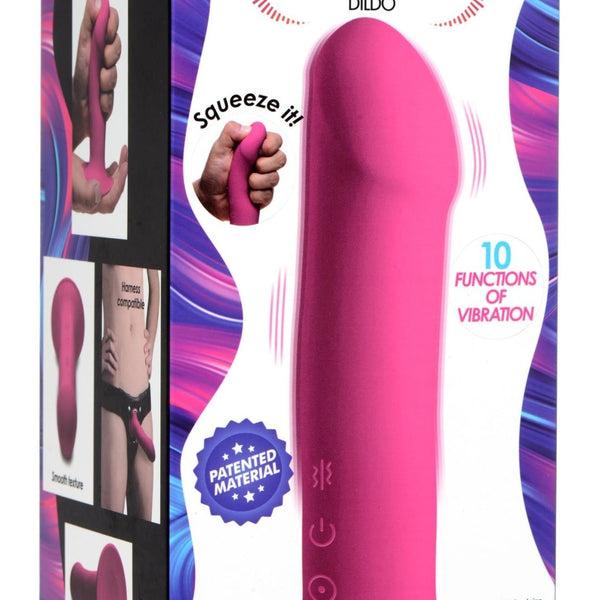 10X Squeezable Vibrating Dildo - Pink - Royal Sins