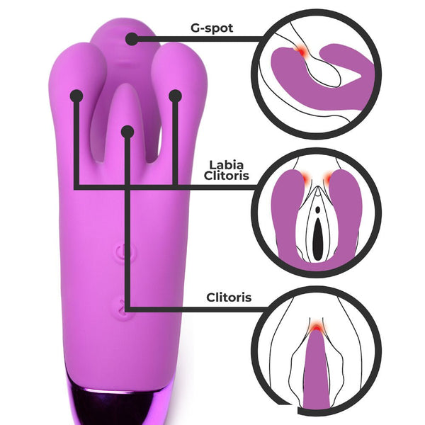 10X Triple Rabbit Silicone Vibrator - Purple - Royal Sins