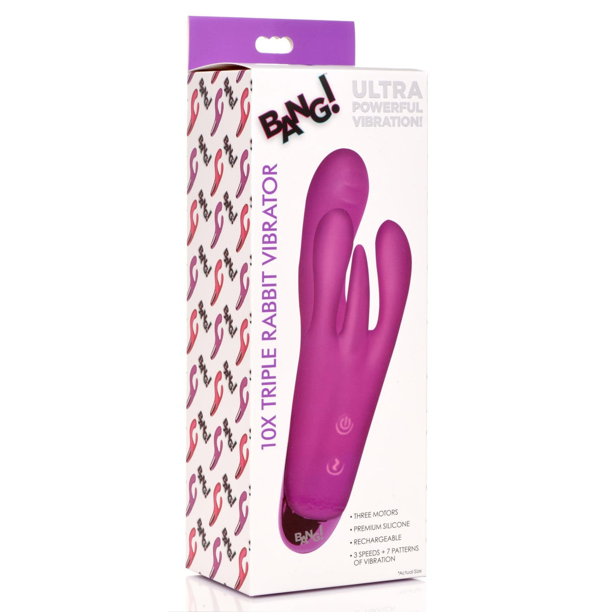 10X Triple Rabbit Silicone Vibrator - Purple - Royal Sins