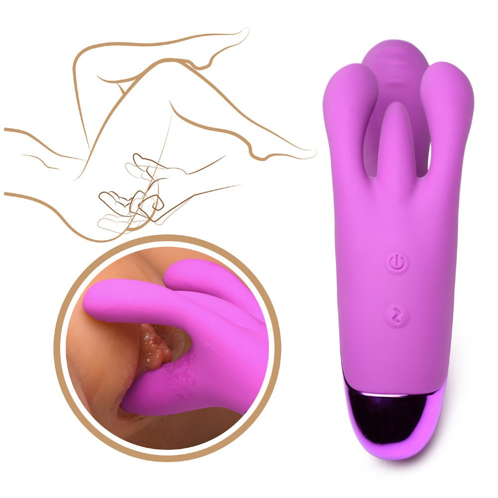 10X Triple Rabbit Silicone Vibrator - Purple - Royal Sins