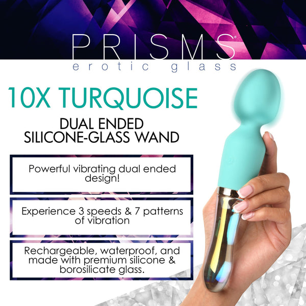 10X Turquoise Dual Ended Silicone and Glass Wand - Royal Sins