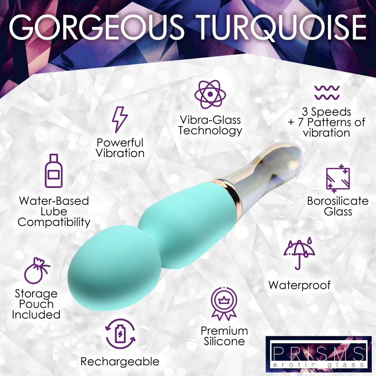 10X Turquoise Dual Ended Silicone and Glass Wand - Royal Sins