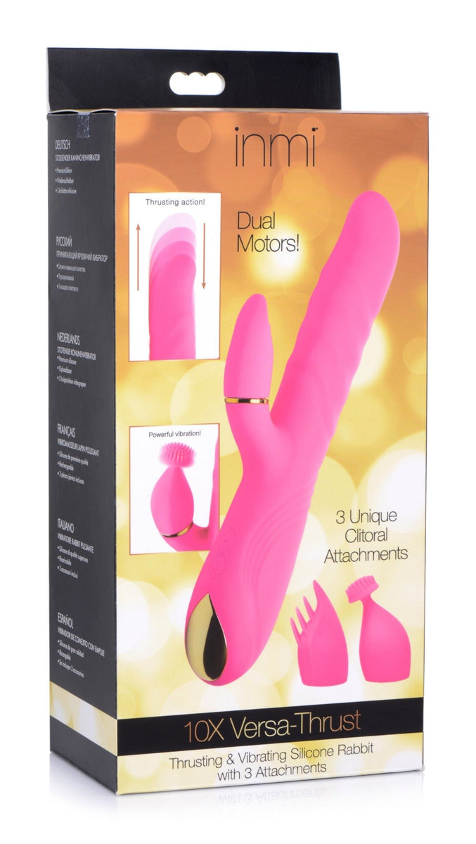 10X Versa - Thrust Vibrating and Thrusting Silicone Rabbit with 3 Attachments - Royal Sins