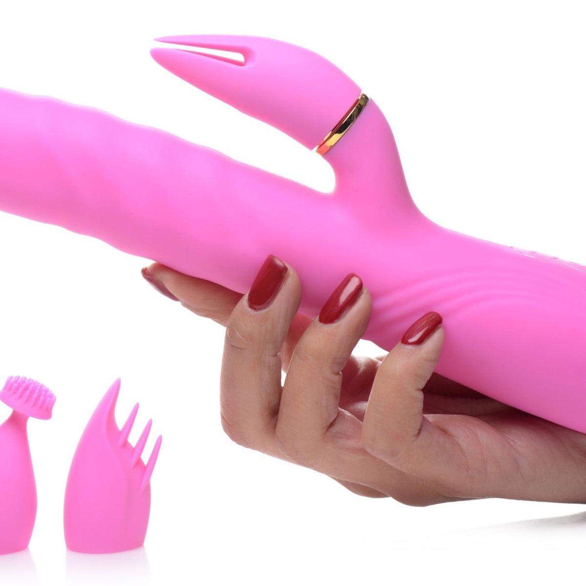 10X Versa - Thrust Vibrating and Thrusting Silicone Rabbit with 3 Attachments - Royal Sins